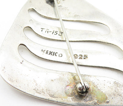 MEXICO 925 Sterling Silver  Vintage Shiny Cutout Design Brooch Pin  BP1957