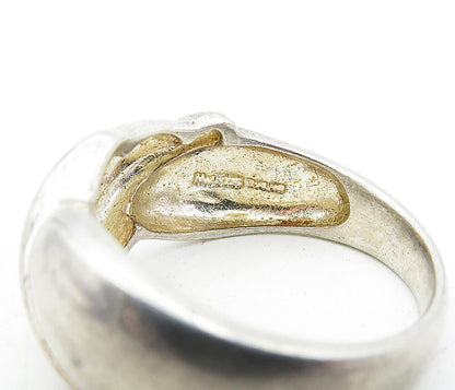 MWS 925 Sterling Silver  Vintage Shiny Fluted Detail Band Ring Sz 9  RG4167