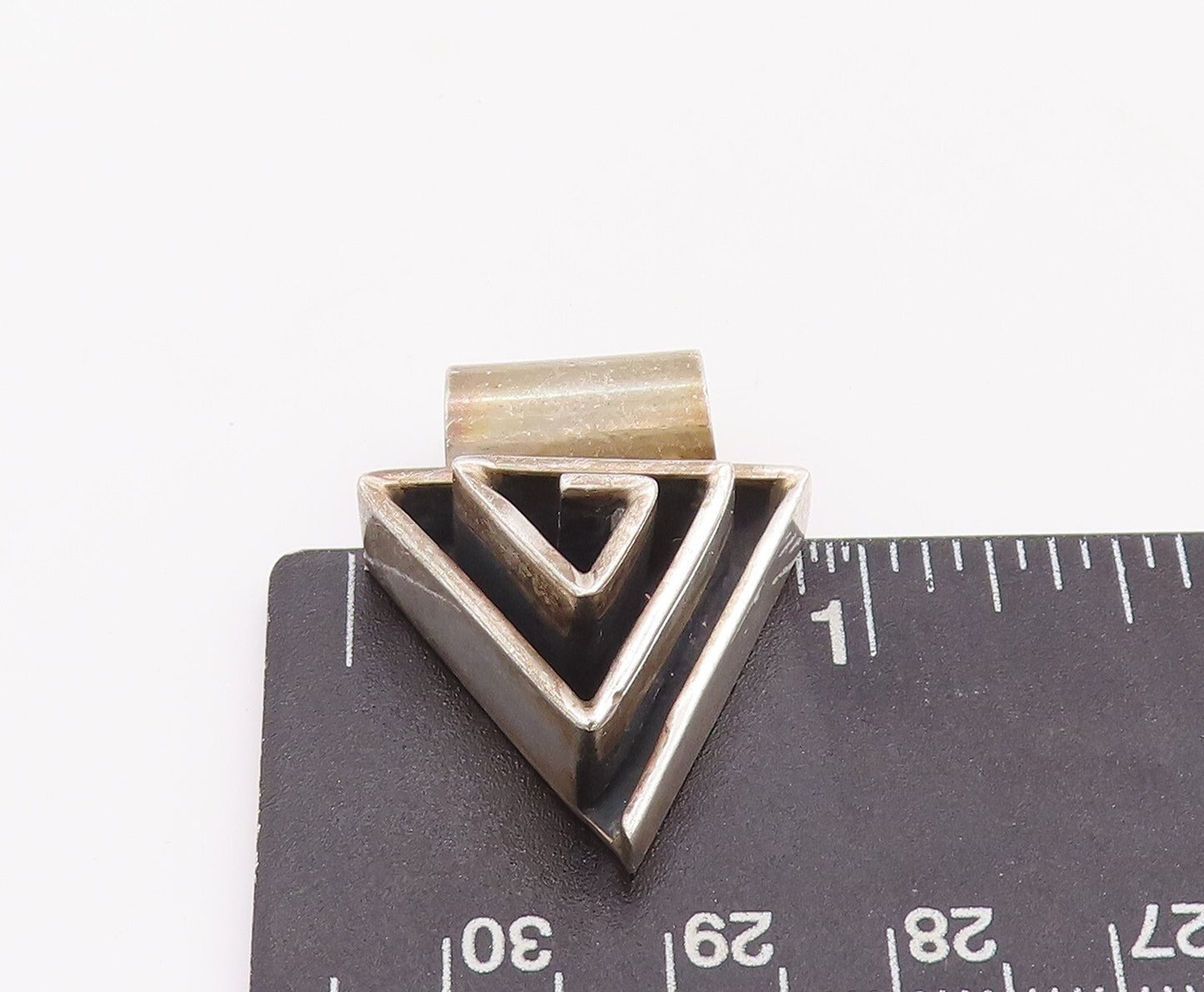 925 Sterling Silver Vintage Pendant MEXICO Designer Triangular Spiral  PT23355