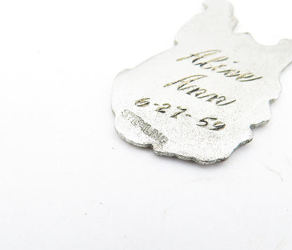 925 Sterling Silver  Vintage Enamel West Virginia State Map Pendant  PT4793