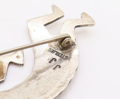 925 Sterling Silver Vintage Brooch Pin NAVAJO Trible Man Playing Music  BP11207