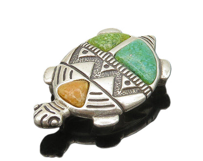 CAROLYN POLLACK RELIOS 925 Silver  Vintage Turquoise Turtle Brooch Pin  BP7268