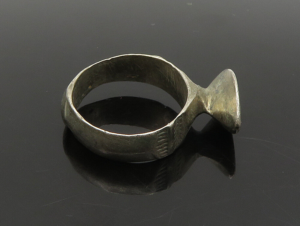 MIDDLE EAST 925 Sterling Silver  Vintage Oxidized Etched Ring Sz 6  RG24289