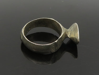 MIDDLE EAST 925 Sterling Silver  Vintage Oxidized Etched Ring Sz 6  RG24289