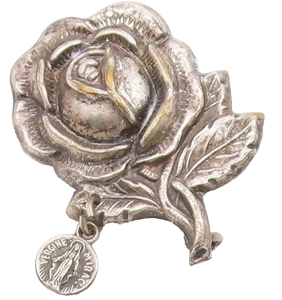 G FROSI 925 Sterling Silver  Vintage Dark Tone Rose Flower Brooch Pin  BP8196