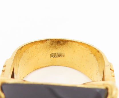 925 Sterling Silver Vintage Ring Gold Plated Smoky Quartz Band  Sz 7  RG34575