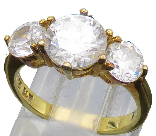 925 Silver  Vintage Cubic Zirconia Gold Plated Shiny Band Ring Sz 6  RG20741