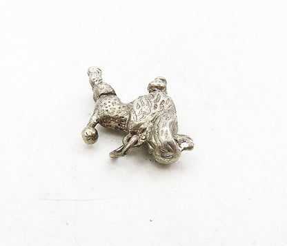 925 Sterling Silver  Vintage Petite Dark Tone Poodle Dog Drop Pendant  PT6823