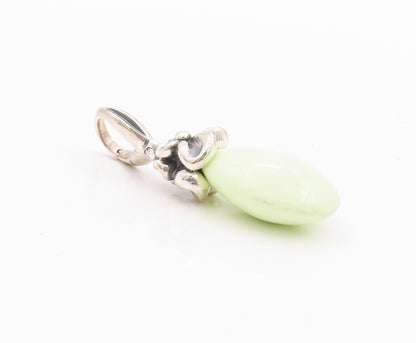 925 Sterling Silver Vintage Pendant ANN KING Floral Cabochon Gemstone  PT23999