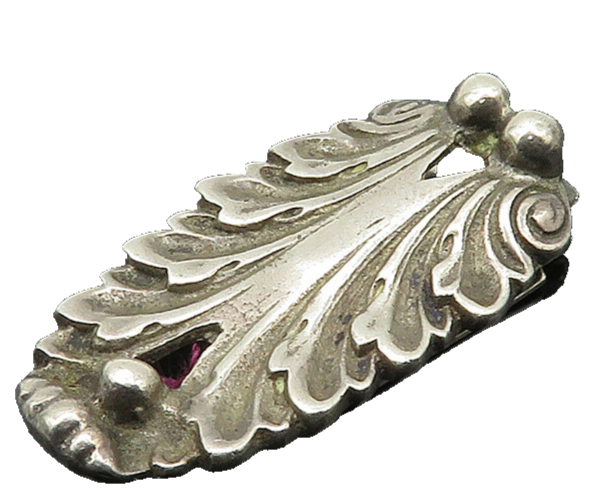 925 Sterling Silver  Vintage Shiny Floral Leaf Design Tie Clip  TR2942