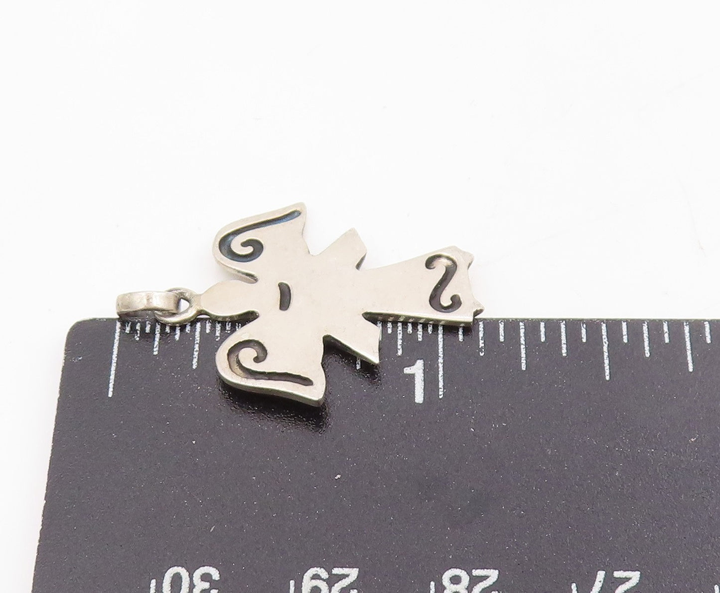 925 Sterling Silver Vintage Pendant Guardian Angel Spiritual Charm  PT25418