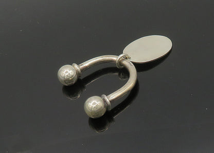 925 Sterling Silver  Vintage Shiny Oval Tag U Shape Key Ring  TR2762