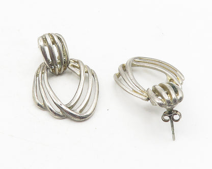 925 Sterling Silver  Vintage Dark Tone Split Hinge Drop Earrings  EG6241