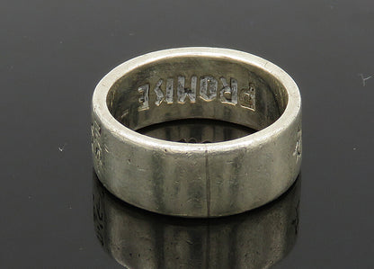 925 Sterling Silver  Vintage Shiny Chinese Writing Band Ring Sz 9.5  RG20899