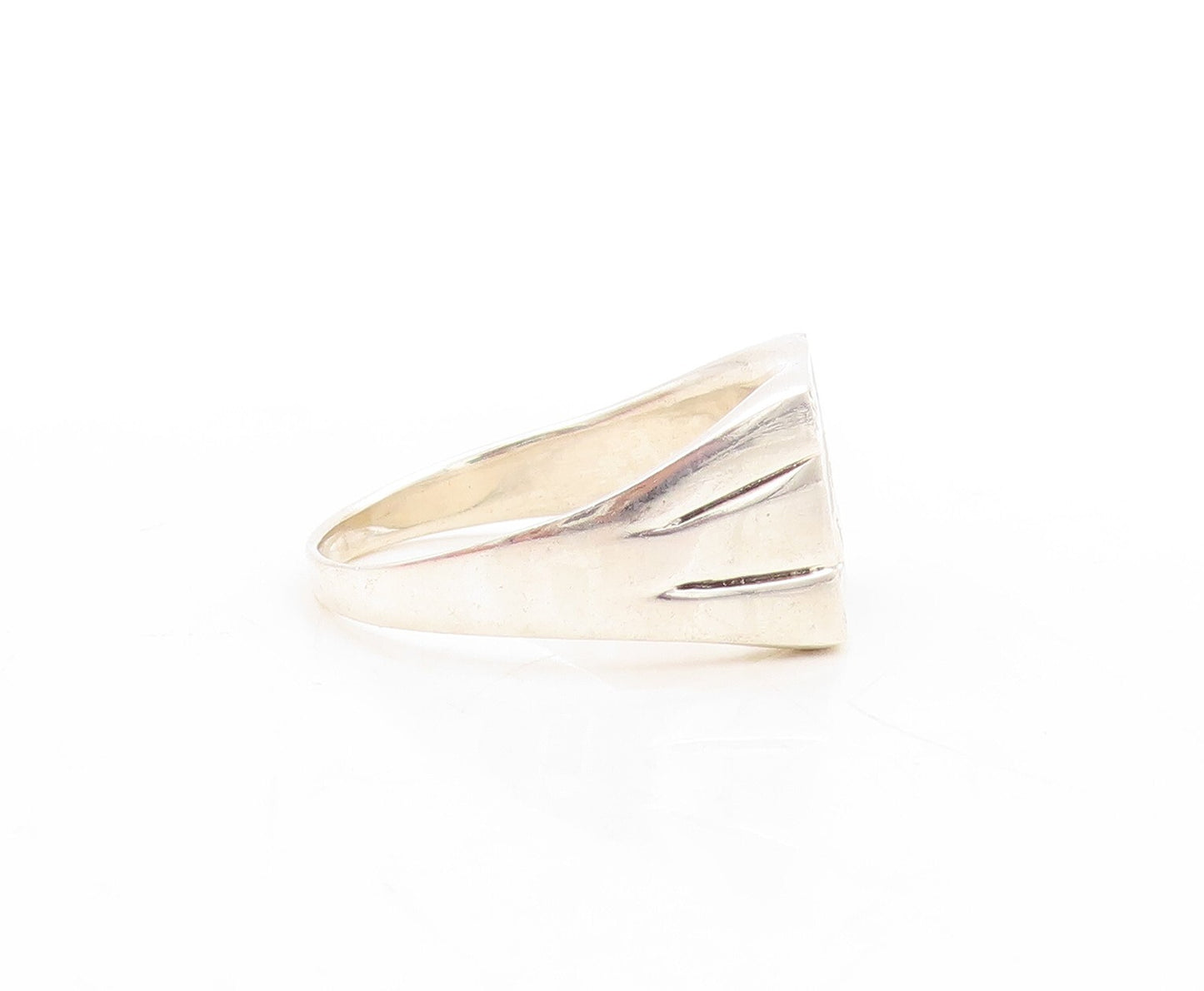 925 Sterling Silver Vintage Ring Tribal Hunting Bird Carved  Sz 13  RG31598