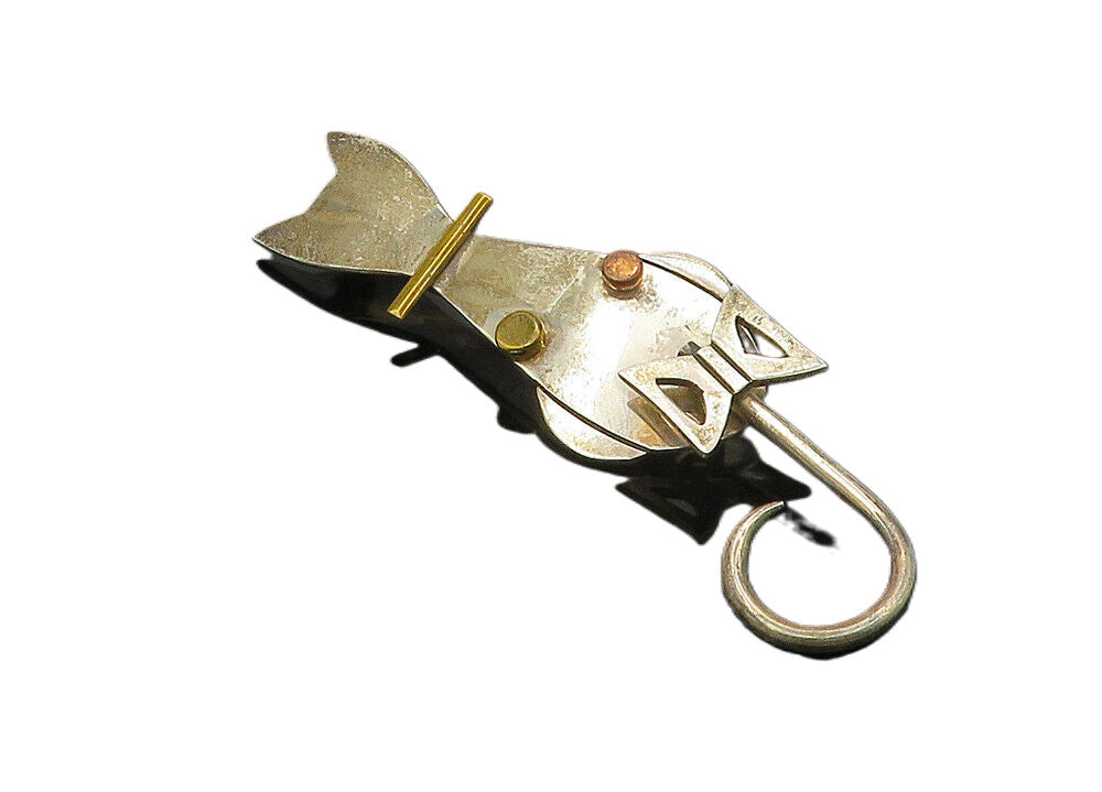 EFS MEXICO 925 Silver  Vintage Two Tone Sitting Cat Motif Brooch Pin  BP4015