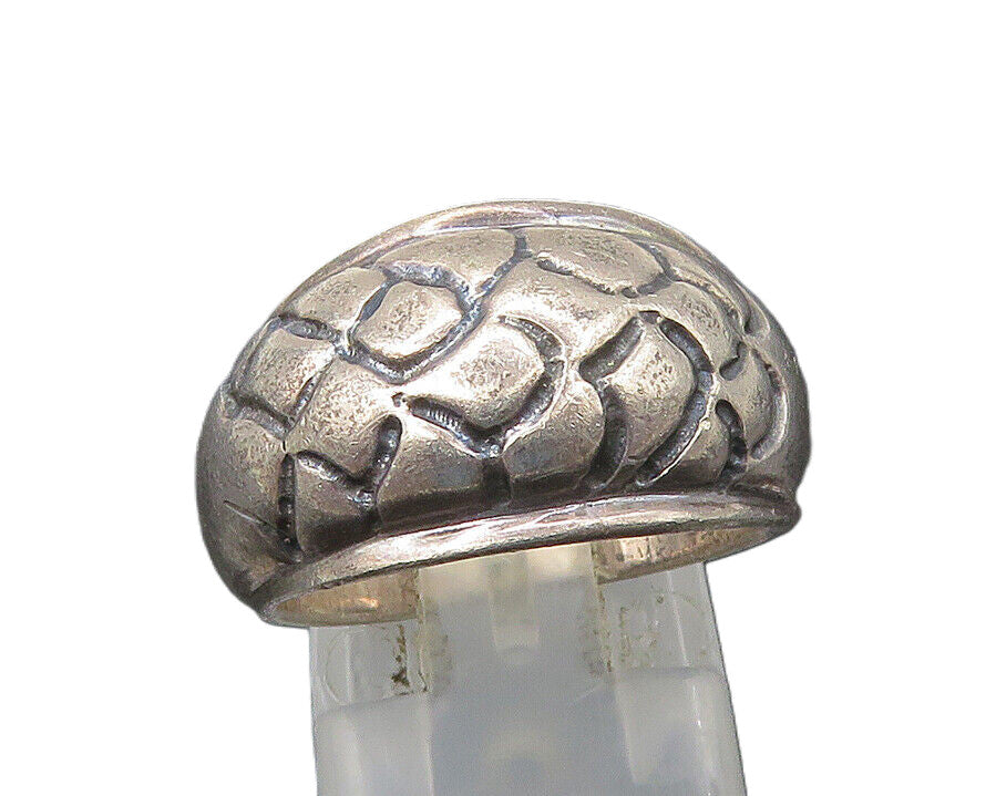 925 Sterling Silver  Vintage Shiny Scale Pattern Dome Band Ring Sz 7  RG21424