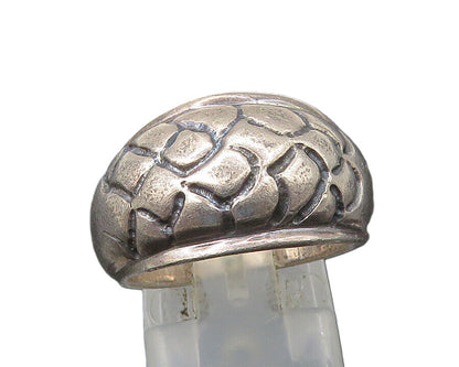 925 Sterling Silver  Vintage Shiny Scale Pattern Dome Band Ring Sz 7  RG21424