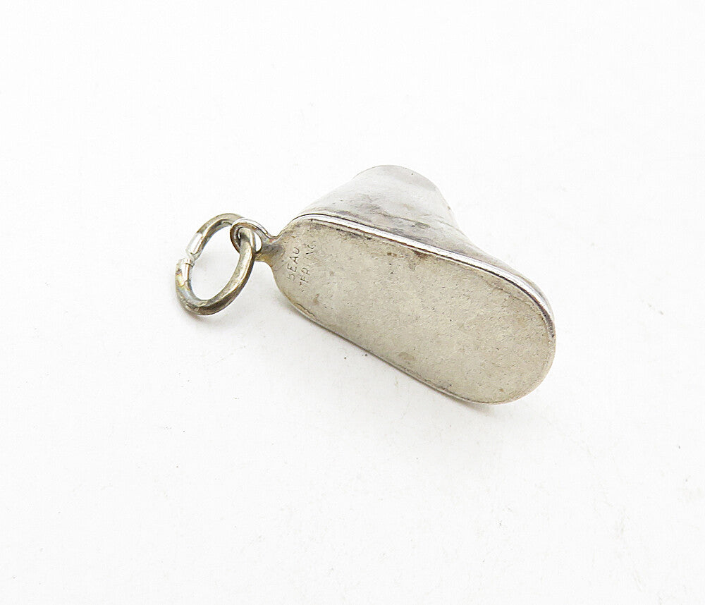 BEAU 925 Sterling Silver  Vintage Shiny Old Fashioned Shoe Pendant  PT6959