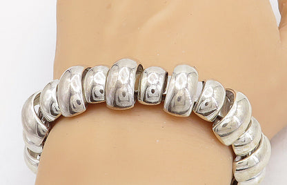 925 Sterling Silver  Vintage Shiny Polished Dome Link Chain Bracelet  BT1850