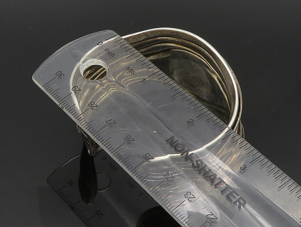 DDD MEXICO 925 Silver  Vintage Agate Modernist Wide Cuff Bracelet  BT9370