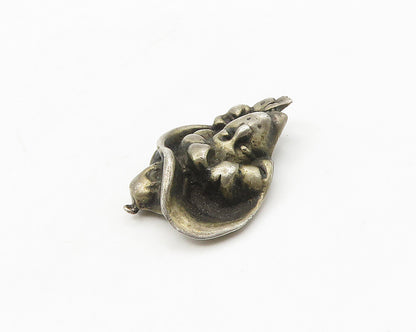 925 Sterling Silver  Vintage Antique Oxidized Woman's Face Pendant  PT14342