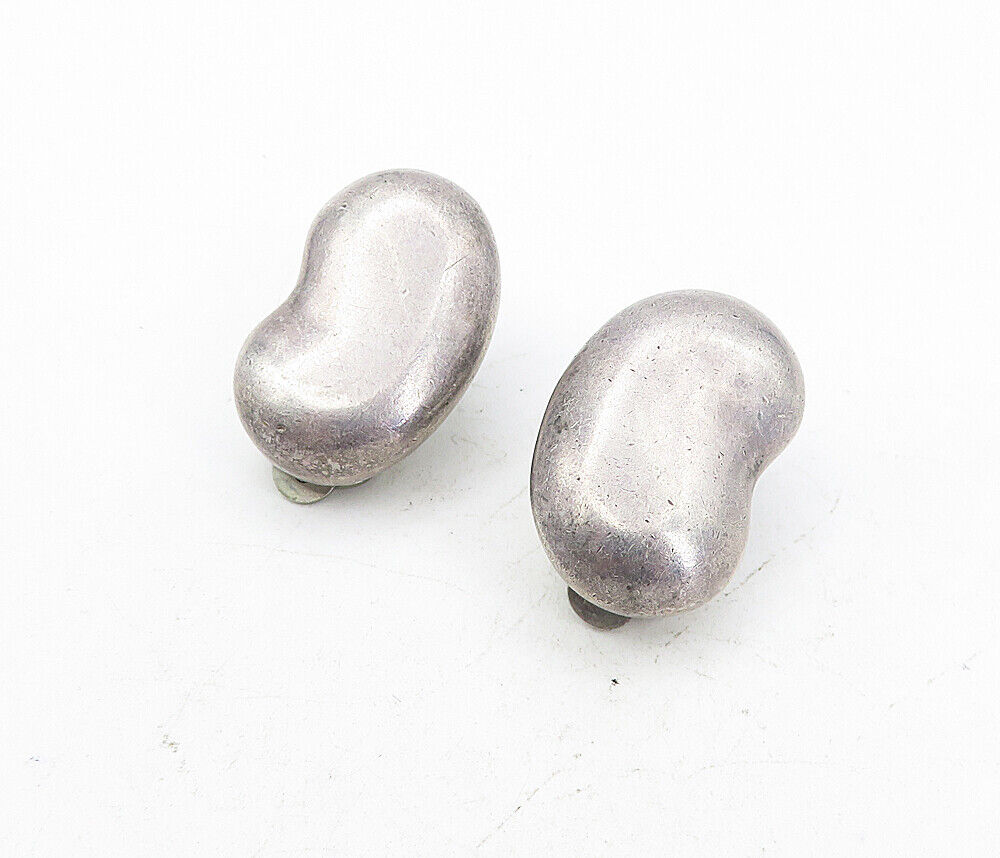 MEXICO 925 Sterling Silver  Vintage Hollow Bean Non Pierce Earrings  EG4021