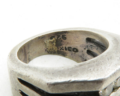 MEXICO 925 Silver  Vintage Cubic Zirconia Split Band Ring Sz 5.5  RG12719