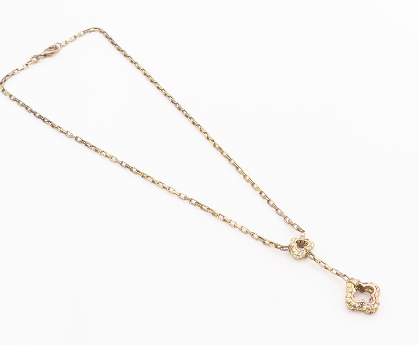 925 Sterling Silver Vintage Necklace Gold Plated CZ Beaded Floral Carved  NE4293