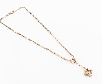 925 Sterling Silver Vintage Necklace Gold Plated CZ Beaded Floral Carved  NE4293