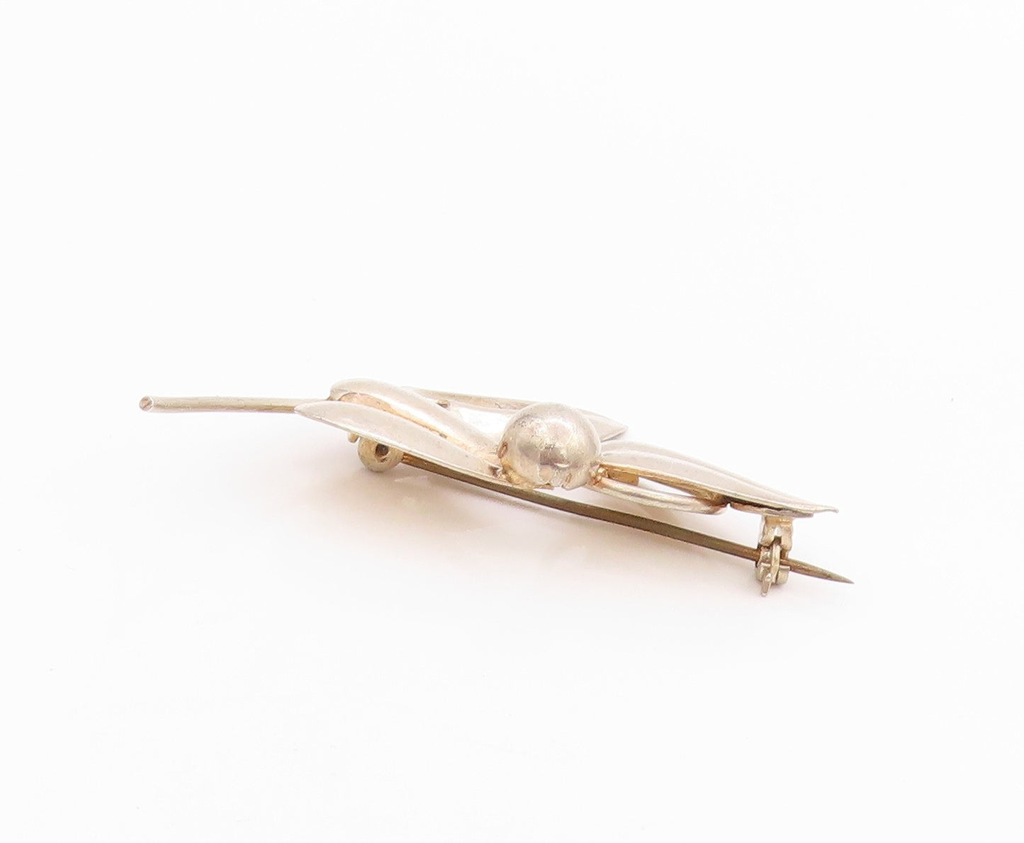 925 Sterling Silver Vintage Brooch Solid Leaved Cutout  BP11733