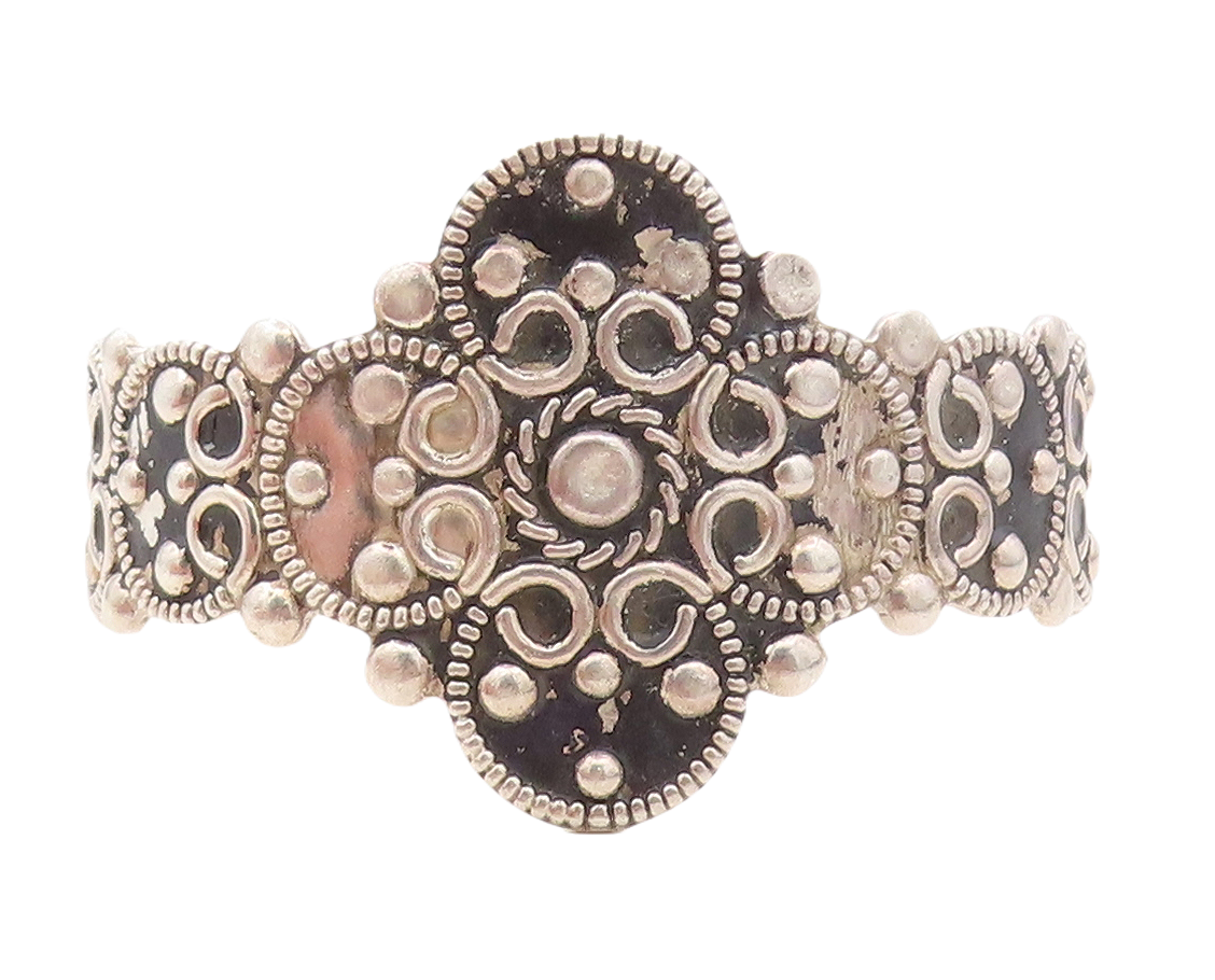 MEXICO 925 Sterling Silver  Vintage Oxidized Swirl Twist Cuff Bracelet  BT2727