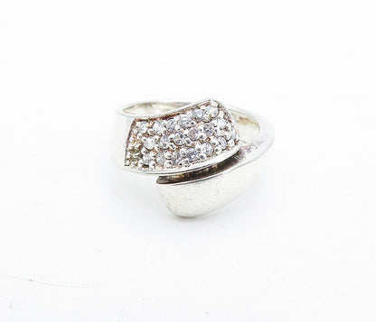 SHUBE 925 Sterling Silver  Vintage Shiny Topaz Bypass Band Ring Sz 7  RG4608