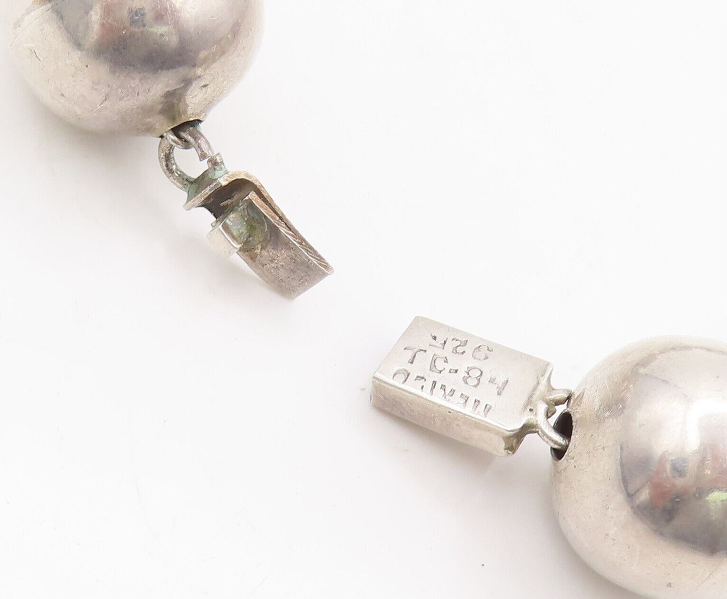 925 Sterling Silver Vintage Necklace MEXICO Brutalist Cuboid Sphere Heavy NE4225