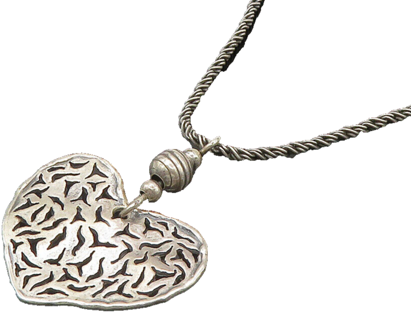 SILPADA 925 Silver  Vintage Cutout Love Heart Twist Chain Necklace  NE3609