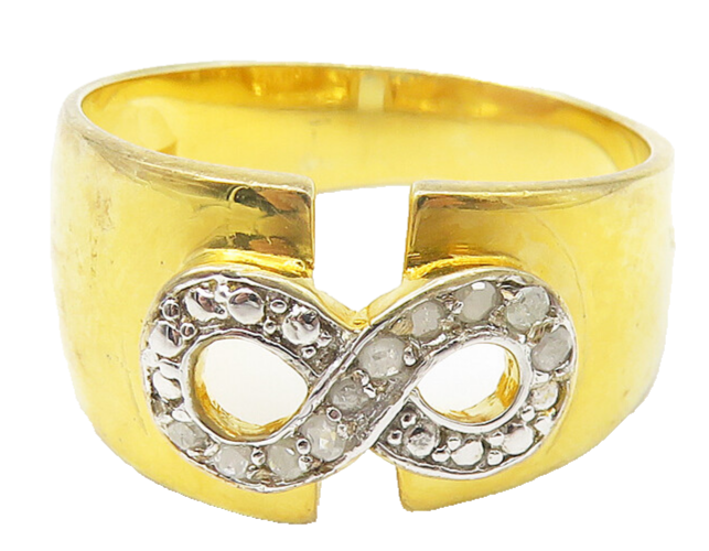 925 Sterling Silver  Genuine Diamonds Infinity Shiny Band Ring Sz 8  RG11157