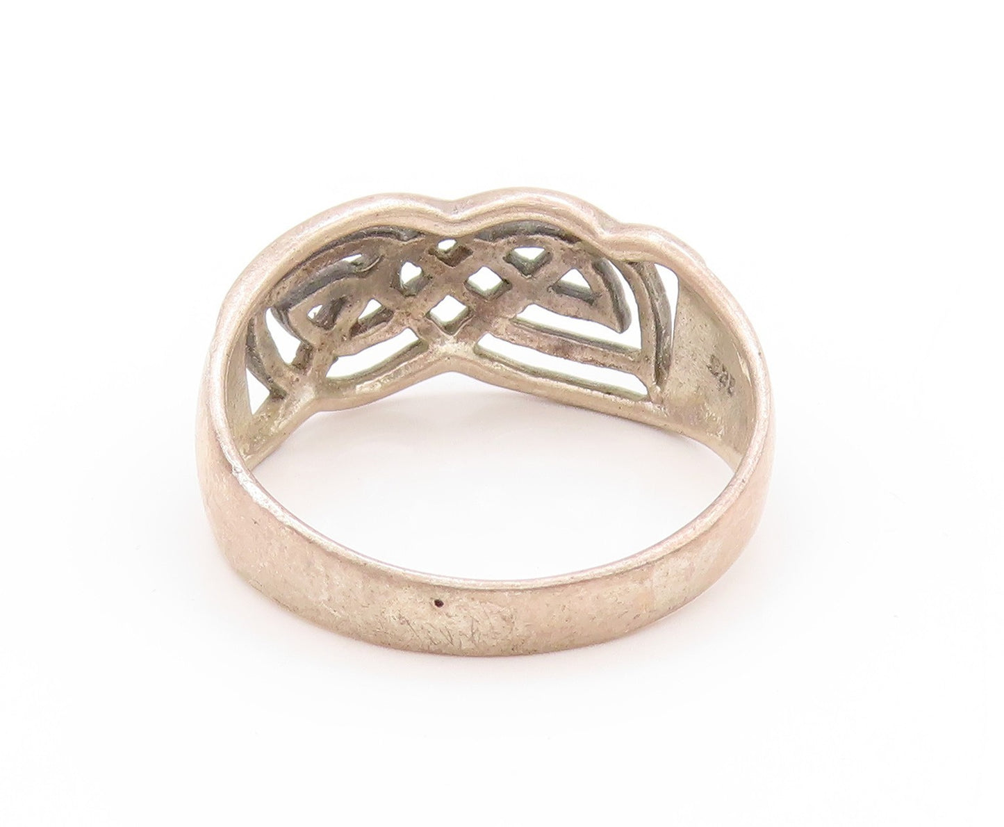 925 Sterling Silver Vintage Ring Cutout Celtic Knots Band  Sz 12.5  RG33011