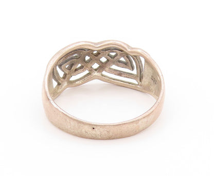 925 Sterling Silver Vintage Ring Cutout Celtic Knots Band  Sz 12.5  RG33011