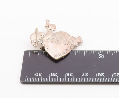 MEXICO 925 Sterling Silver  Vintage Etched Mary Engelbreit Brooch Pin  BP5007