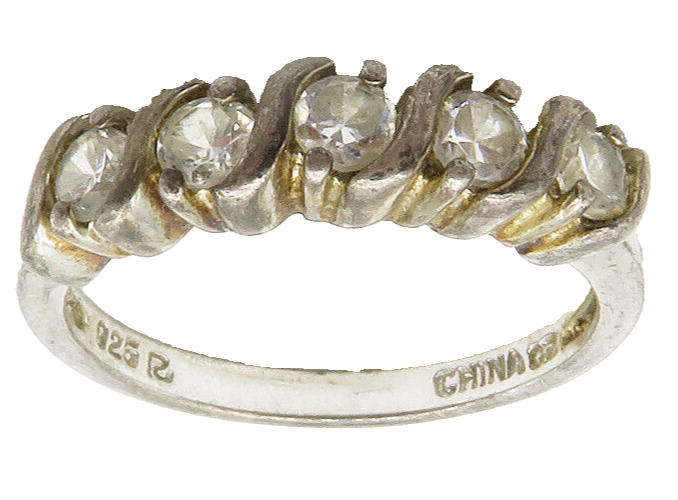 ROSS SIMON 925 Sterling Silver  Vintage Topaz 5 Stone Band Ring Sz 8  RG14757