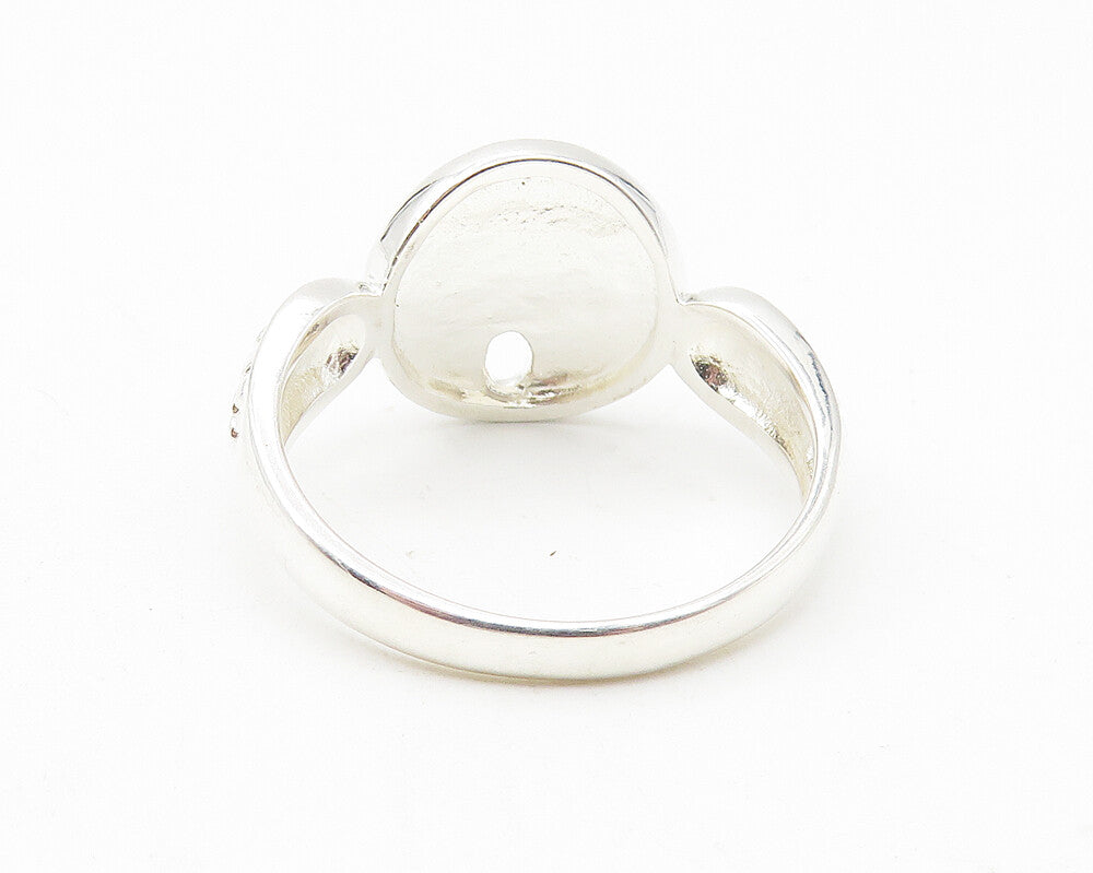 925 Sterling Silver  Shiny Two Tone Starfish Motif Band Ring Sz 8  RG11109