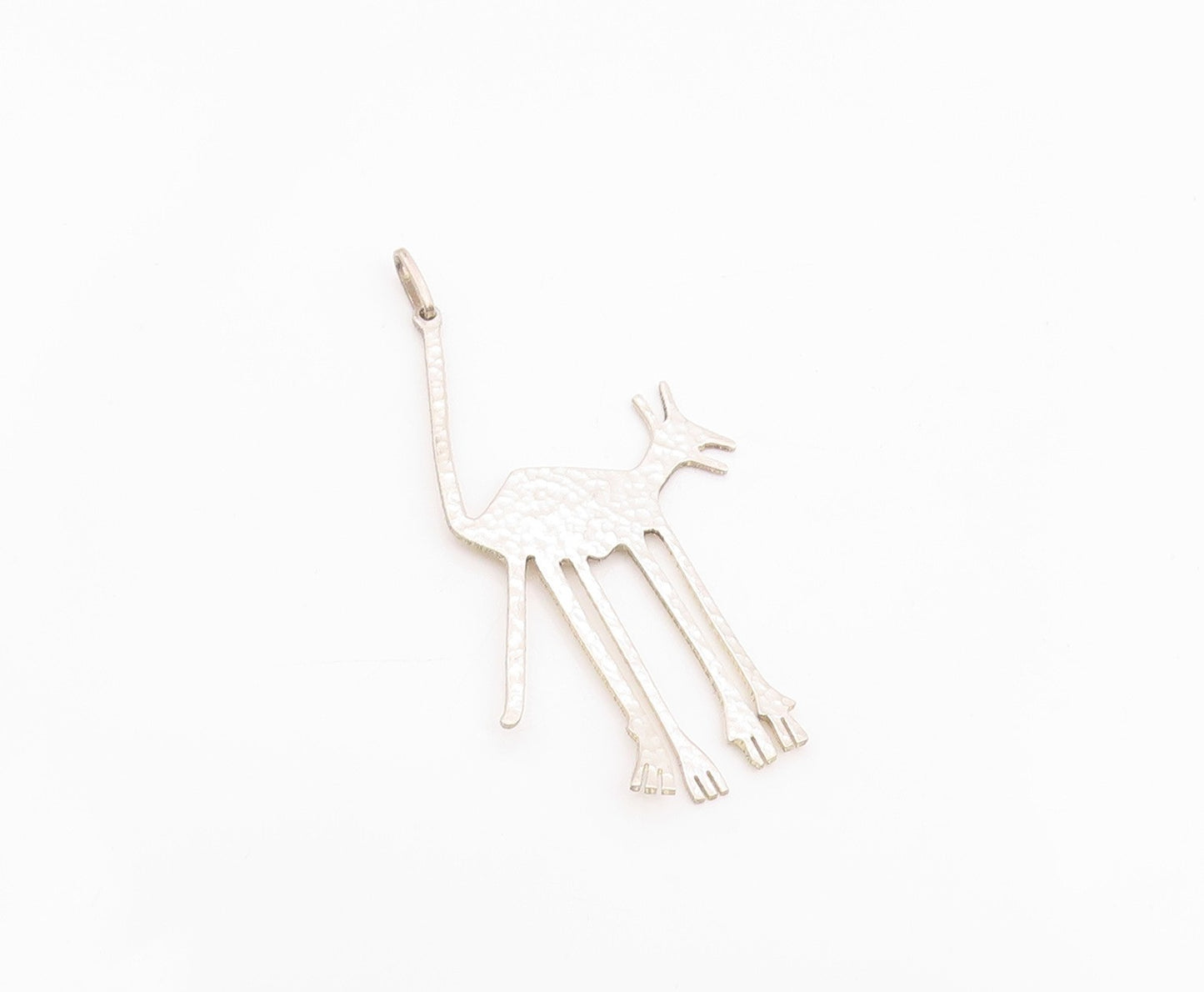 925 Sterling Silver Vintage Pendant PERU Hammered Animal Figurine Cutout PT26005
