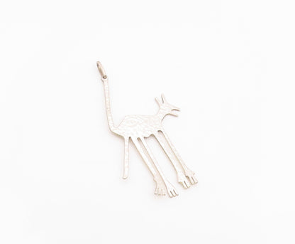 925 Sterling Silver Vintage Pendant PERU Hammered Animal Figurine Cutout PT26005