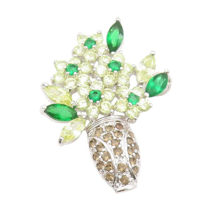 925 Sterling Silver Vintage Brooch Multi Gemstone Floral Bouquet Pin  BP12092