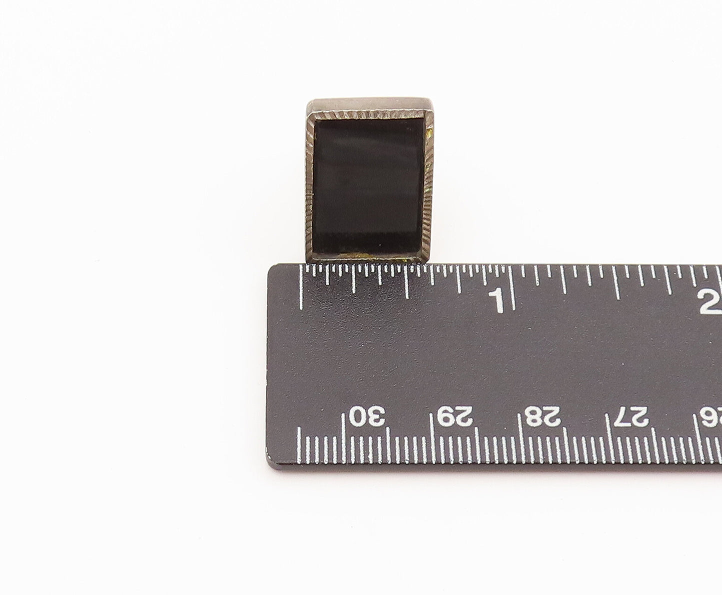 925 Sterling Silver  Vintage Rectangle Onyx Bulged Border Cuff Links  TR3550