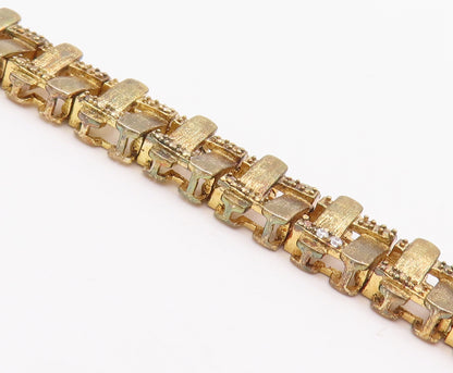 925 Sterling Silver Vintage Bracelet Gold Plated Repeated Pattern Cutout BT10467