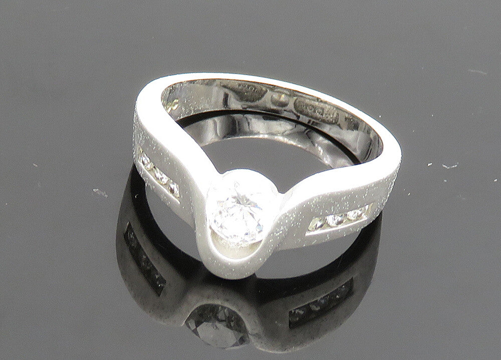 925 Sterling Silver Vintage Cubic Zirconia Matte Band Ring Sz 9  RG19907