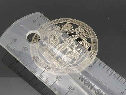 MIDDLE EAST 925 Silver  Vintage Egyptian Pharaoh Scene Brooch Pin  BP9324