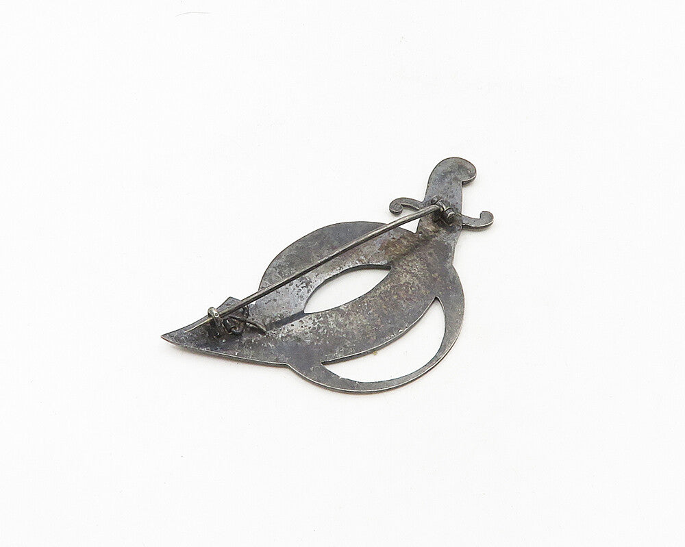 925 Sterling Silver & 18K GOLD  Vintage Two Tone Dagger Brooch Pin  BP7376