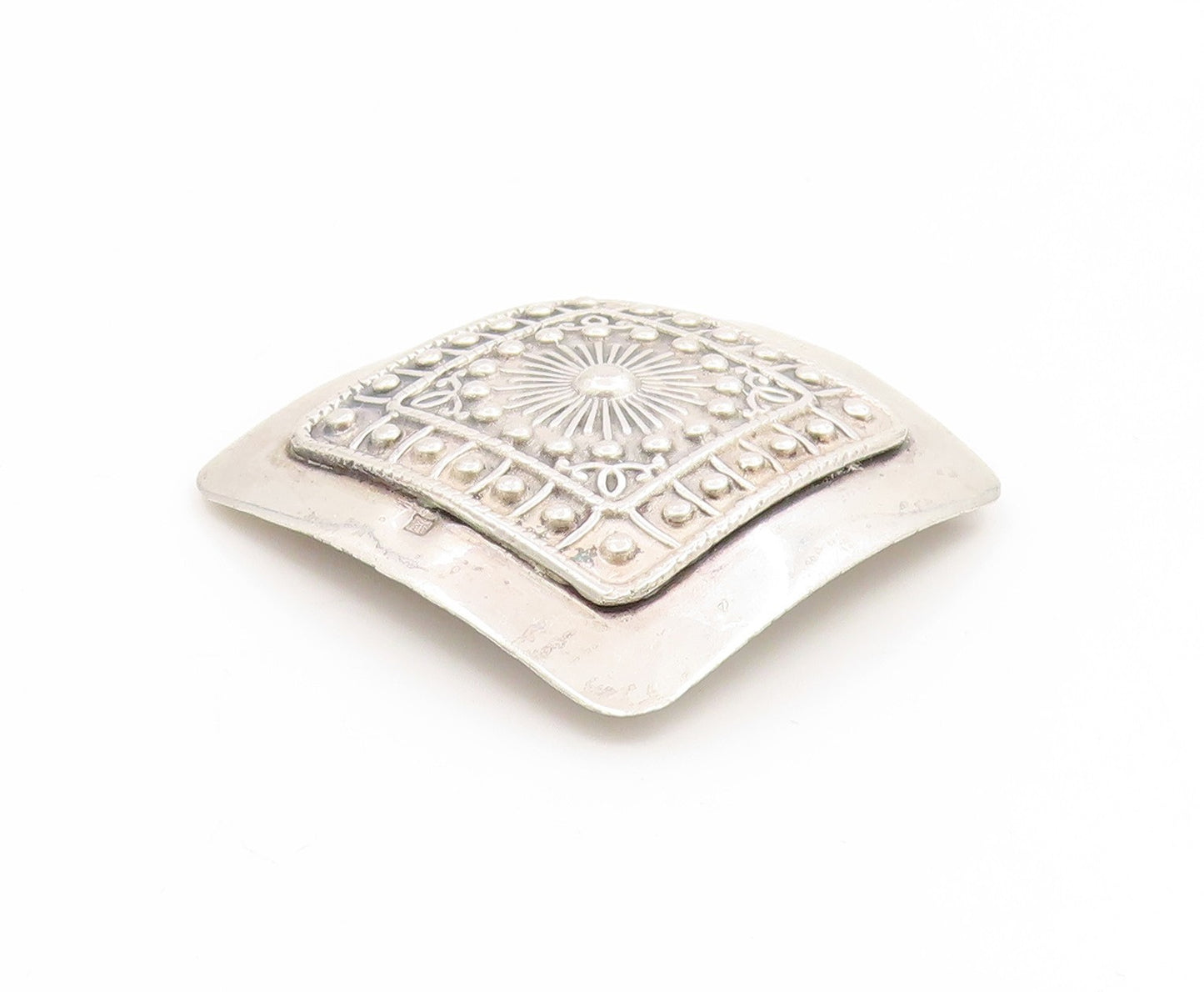 925 Sterling Silver Vintage Earrings MIDDLE EAST Geometric Square Flower EG14179